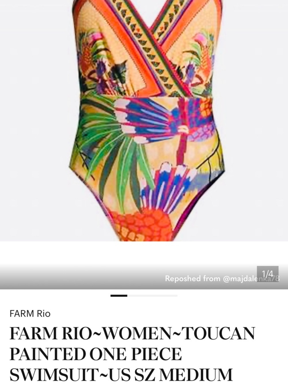 ISO FARM Rio Multicolor Tropical Toucan One-Piece Swimsuit